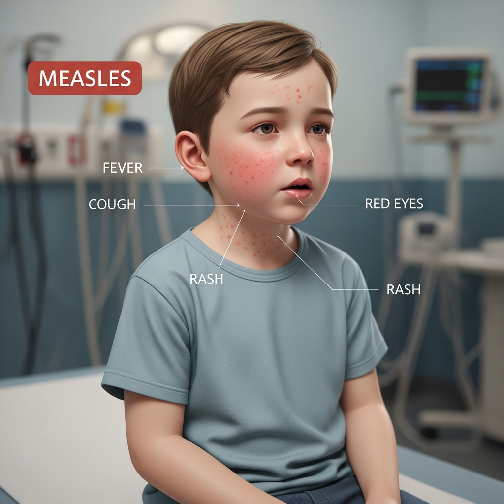 Measles Symptoms and Rash Progression Early measles symptoms including rash cough and conjunctivitis