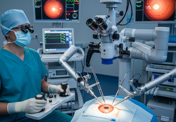 Robotic-assisted ophthalmic microsurgery improving precision in eye surgery
